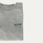 Mooi Loop Grey Crew Neck Sweater printed Voetspore number plate logo