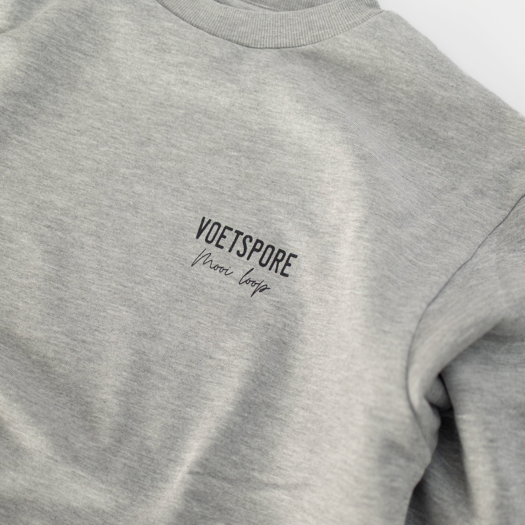 Mooi Loop Grey Crew Neck Sweater ribbed cuff and hem detail